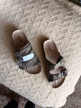 Sonoma Camo Double-Buckle Slide Sandals - Brown/Green